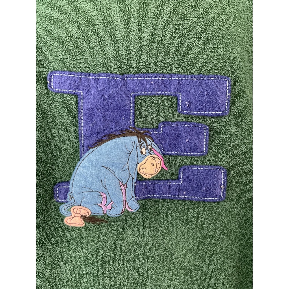 Disney Eeyore Fleece Sweater Women L Green Embroidered Pullover Pooh Vintage Y2K